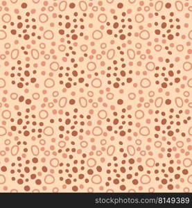 Wild seamless pattern with spots and rings leopard skin. Animalistic print for T-shirt, fabric, textile. Hand drawn vector illustration for decor and design.