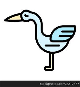 Wild stork icon. Outline wild stork vector icon color flat isolated. Wild stork icon color outline vector