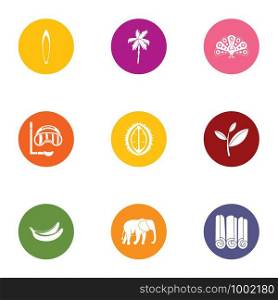Wild tropic icons set. Flat set of 9 wild tropic vector icons for web isolated on white background. Wild tropic icons set, flat style