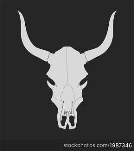 Wild west cow skull with horns. Chalk vector clip art illustration isolated on blackboard. Wild west cow skull with horns. Chalk