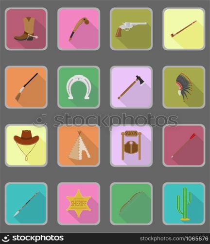 wild west flat icons vector illustration isolated on background