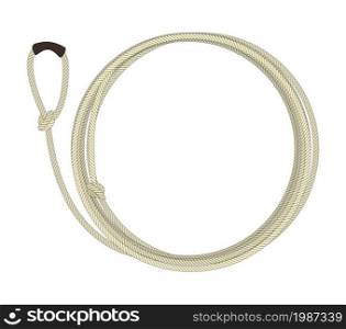 Wild west lasso rope circle frame. Vector clip art color illustration isolated on white. Wild west lasso. Color