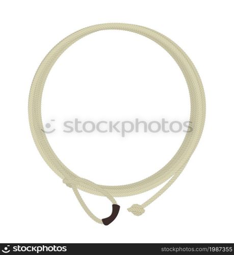 Wild west lasso rope circle frame. Vector clip art no outline illustration isolated on white. Wild west lasso rope circle frame. No outline
