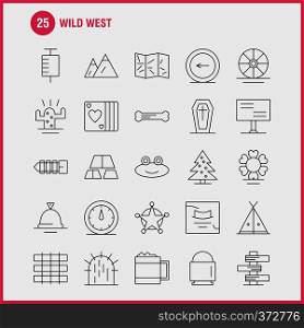 Wild West Line Icon for Web, Print and Mobile UX/UI Kit. Such as: Landscape, Montana, Mountain, Mountains, Wild, Flower, West Wild, Pictogram Pack. - Vector