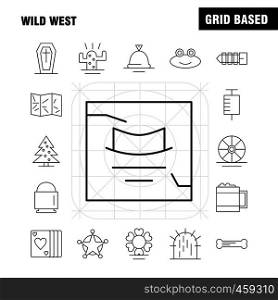 Wild West Line Icon for Web, Print and Mobile UX/UI Kit. Such as: Landscape, Montana, Mountain, Mountains, Wild, Flower, West Wild, Pictogram Pack. - Vector