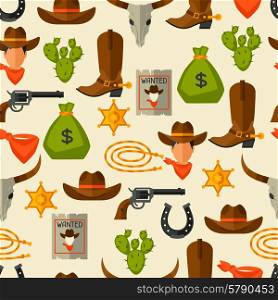 Wild west seamless pattern with cowboy objects and design elements. Wild west seamless pattern with cowboy objects and design elements.