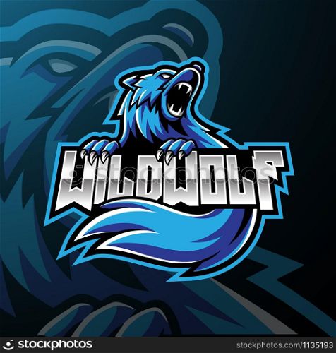 Wild wolf esport mascot logo design