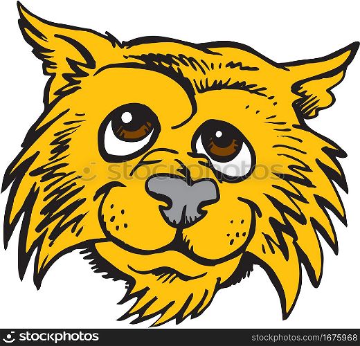 Wildcat Mascot Casual Head Vector Illustration