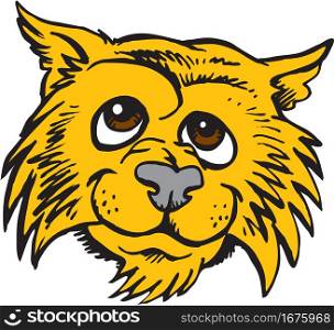 Wildcat Mascot Casual Head Vector Illustration