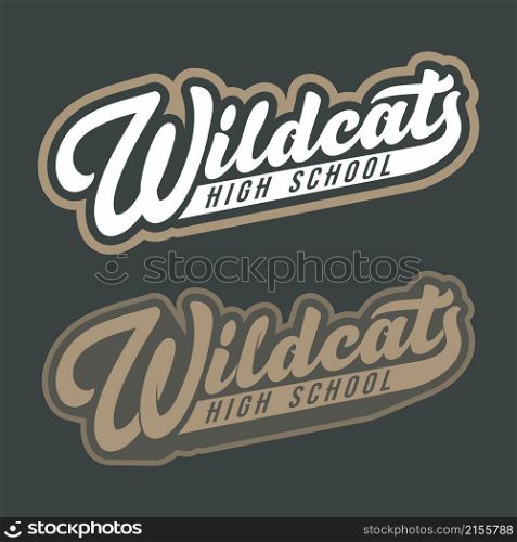Wildcats lettering. High school t-shirt design