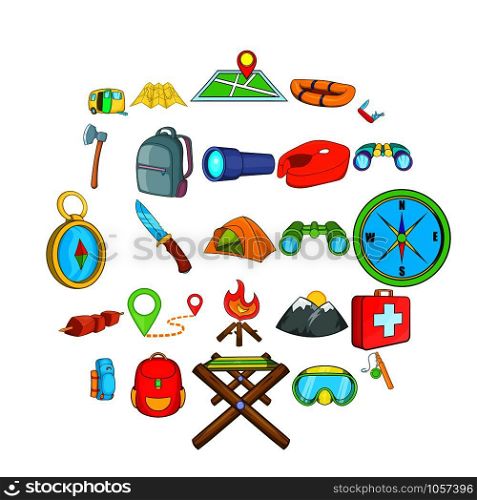 Wilderness icons set. Cartoon set of 25 wilderness vector icons for web isolated on white background. Wilderness icons set, cartoon style