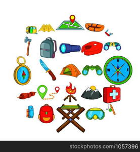 Wilderness icons set. Cartoon set of 25 wilderness vector icons for web isolated on white background. Wilderness icons set, cartoon style