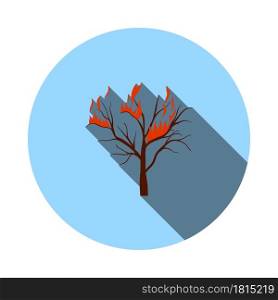 Wildfire Icon. Flat Circle Stencil Design With Long Shadow. Vector Illustration.