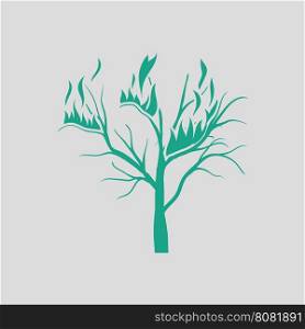 Wildfire icon. Gray background with green. Vector illustration.