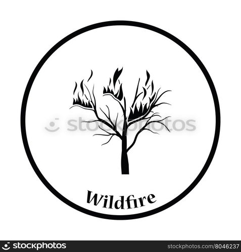 Wildfire icon. Thin circle design. Vector illustration.