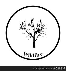 Wildfire icon. Thin circle design. Vector illustration.