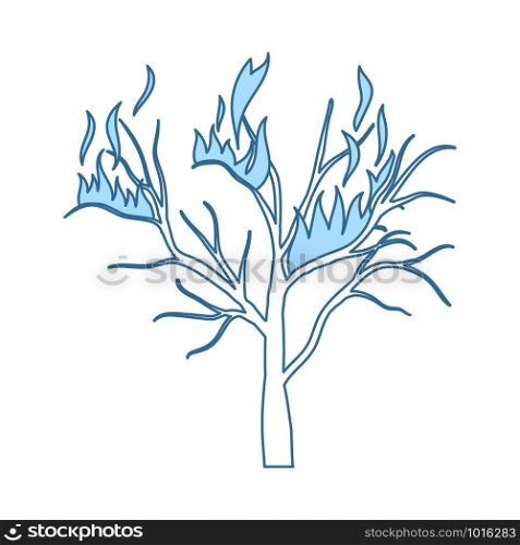 Wildfire Icon. Thin Line With Blue Fill Design. Vector Illustration.