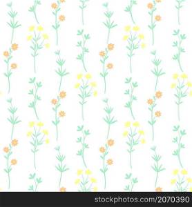 Wildflowers seamless pattern vector illustration. Background with cute delicate little flowers. Template with floral motives for wallpaper, fabric and packaging