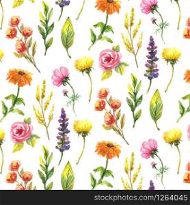 wildflowers, watercolor poppy cornflower chamomile background. wildflowers, watercolor, poppy, cornflower, chamomile, background vector