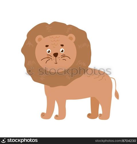 Wildlife animals. Cute lion with simple greens vector illustration. Jungle life clipart vector design. Wildlife animals. Cute lion with simple greens vector illustration. Jungle life clipart vector design.