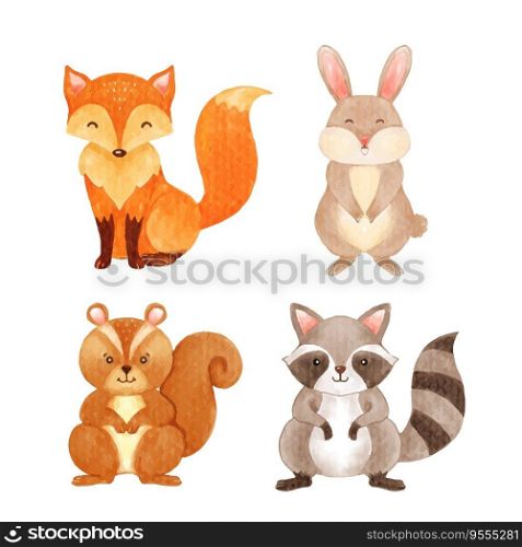 wildlife animals watercolor vector illustration