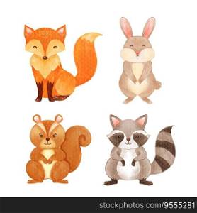 wildlife animals watercolor vector illustration
