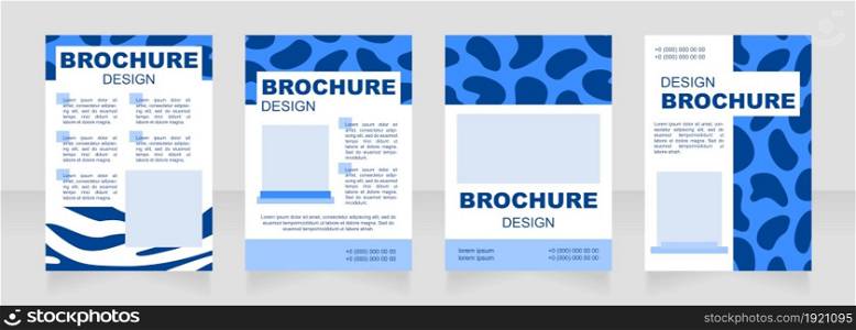 Wildlife blank blue brochure layout design. Fur print decor. Vertical poster template set with empty copy space for text. Premade corporate reports collection. Editable flyer paper pages. Wildlife blank blue brochure layout design