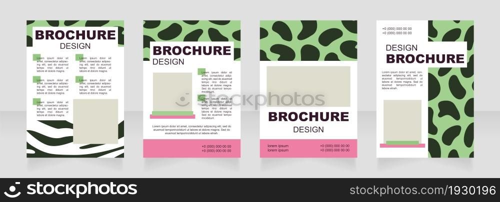 Wildlife blank brochure layout design. Fur print decor. Vertical poster template set with empty copy space for text. Premade corporate reports collection. Editable flyer paper pages. Wildlife blank brochure layout design