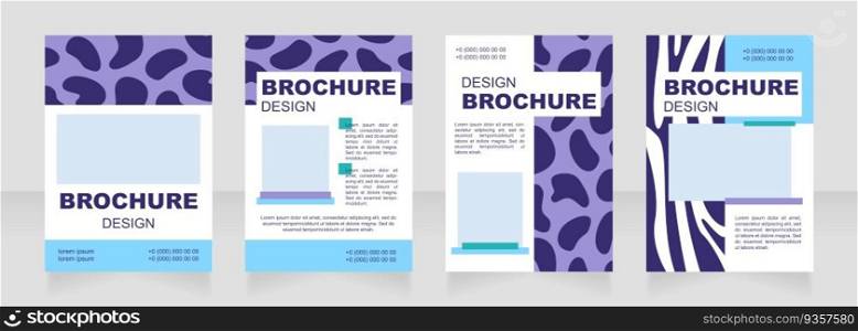 Wildlife conservation blue blank brochure layout design. Animal spots. Vertical poster template set with empty copy space for text. Premade corporate reports collection. Editable flyer paper pages. Wildlife conservation blue blank brochure layout design