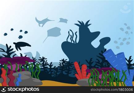 Wildlife Fish Animal Sea Ocean Underwater Aquatic Flat Illustration