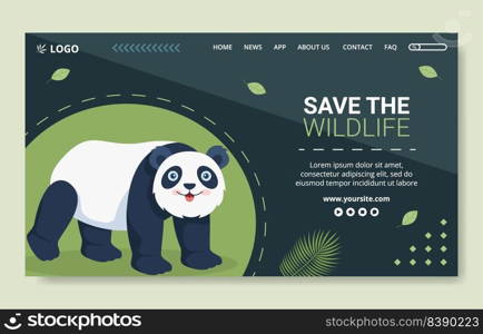 Wildlife Park Animals Social Media Landing Page Template Flat Cartoon Background Vector Illustration