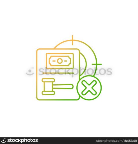 Wildlife protection gradient linear vector icon. Act punishment or no license hunting fee. Penalty if violated. Thin line color symbol. Modern style pictogram. Vector isolated outline drawing. Wildlife protection gradient linear vector icon