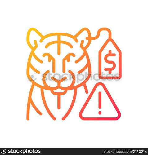 Wildlife smuggling gradient linear vector icon. Rare animals trafficking. Environmental crime. Endangered species. Thin line color symbol. Modern style pictogram. Vector isolated outline drawing. Wildlife smuggling gradient linear vector icon