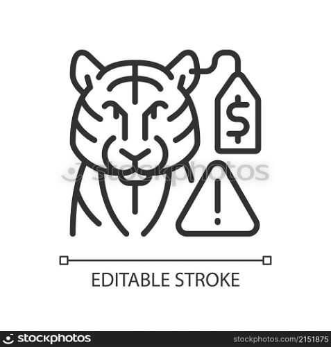 Wildlife smuggling linear icon. Animals trafficking. Thin line customizable illustration. Contour symbol. Vector isolated outline drawing. Editable stroke. Pixel perfect. Arial font used. Wildlife smuggling linear icon