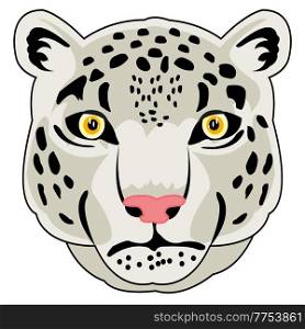 Wildlife snow snow leopard mug on white background is insulated. Vector illustration of the wildlife snow snow leopard mug
