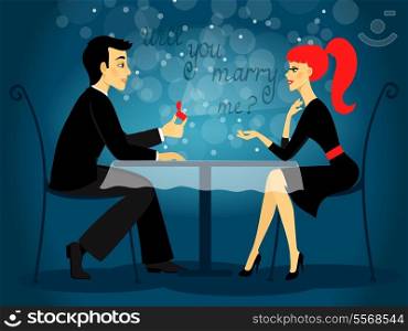Will you marry me, marriage proposal vector illustration