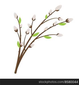 Willow branches. Greeting card template. Spring flower. Easter concept.. Willow branches. Greeting card template. Spring flower. Easter concept