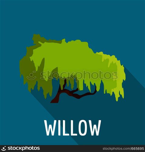 Willow tree icon. Flat illustration of willow tree vector icon for web. Willow tree icon, flat style