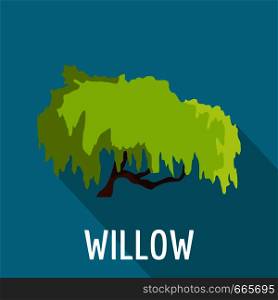 Willow tree icon. Flat illustration of willow tree vector icon for web. Willow tree icon, flat style
