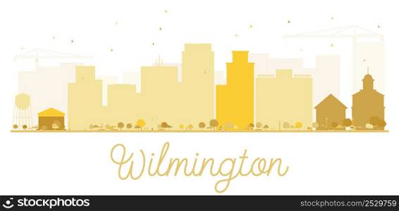 Wilmington City skyline golden silhouette. Vector illustration. Simple flat concept for tourism presentation, banner, placard or web site. Business travel concept. Cityscape with landmarks