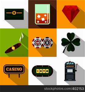 Win icons set. Flat illustration of 9 win vector icons for web. Win icons set, flat style
