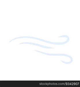 Wind. Air flow. Blue wavy line. Breeze and weather icon. Flat illustration isolated on white background. Wind. Air flow. Blue wavy line.