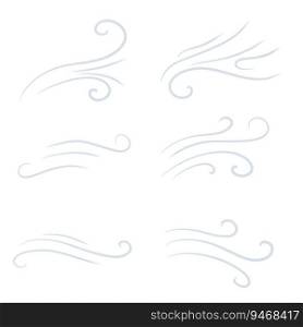 Wind. Air flow. Breeze and weather icon. Flat illustration isolated on white background. Blue wavy line. Wind. Air flow. Blue wavy line.