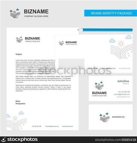 Wind blowing Business Letterhead, Envelope and visiting Card Design vector template