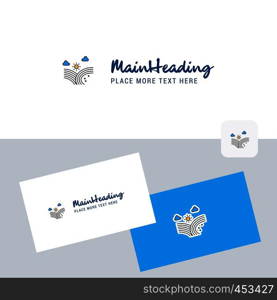 Wind blowing vector logotype with business card template. Elegant corporate identity. - Vector