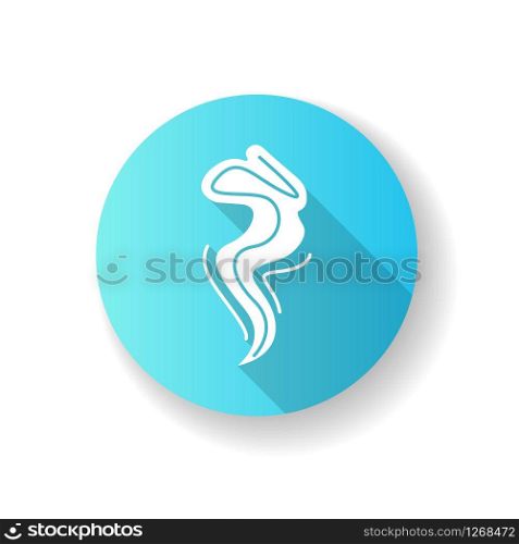 Wind blue flat design long shadow glyph icon. Cold fresh air swirl. Good smell. Aromatic fragrance flow. Smoke puff, steam curls, smog. Blowing wind spirals. Silhouette RGB color illustration