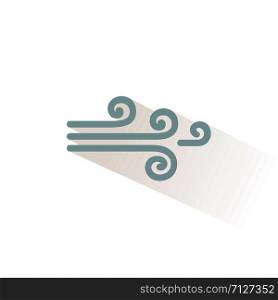 Wind color icon with shadow. Flat vector illustration