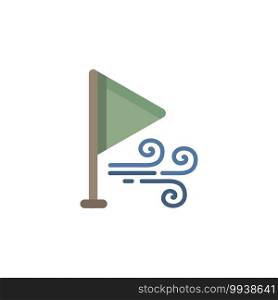 Wind direction and green flag. Flat color icon. Isolated weather vector illustration