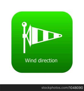 Wind direction icon green vector isolated on white background. Wind direction icon green vector