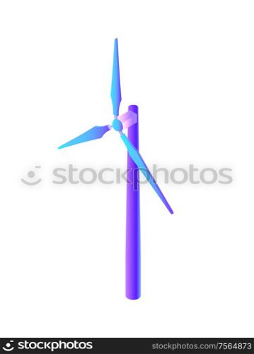 Wind energy electric power generation isolated icon vector. Electricity with alternative technologies, resources generator with propeller turbines. Wind Energy Electric Power Generation Isolated